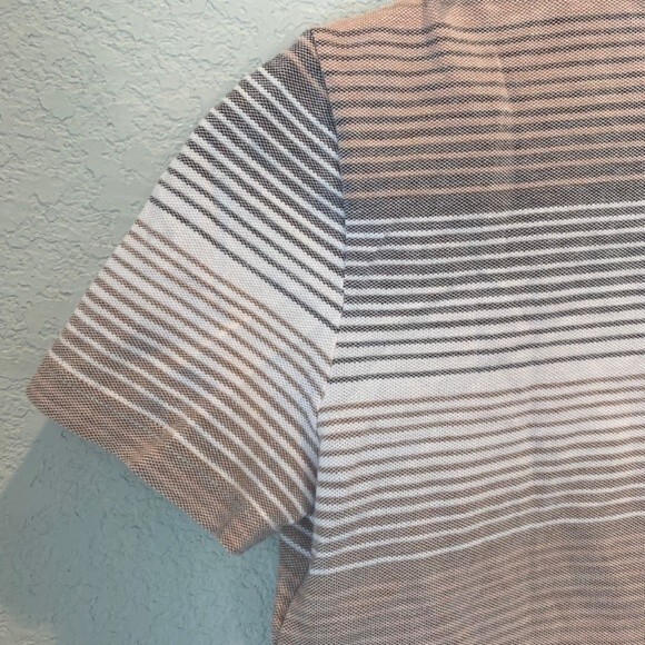 Salvatore Ferragamo Pink Grey White Striped Fitted Faux Wrap Blouse Size XS EUC - Picture 6 of 6